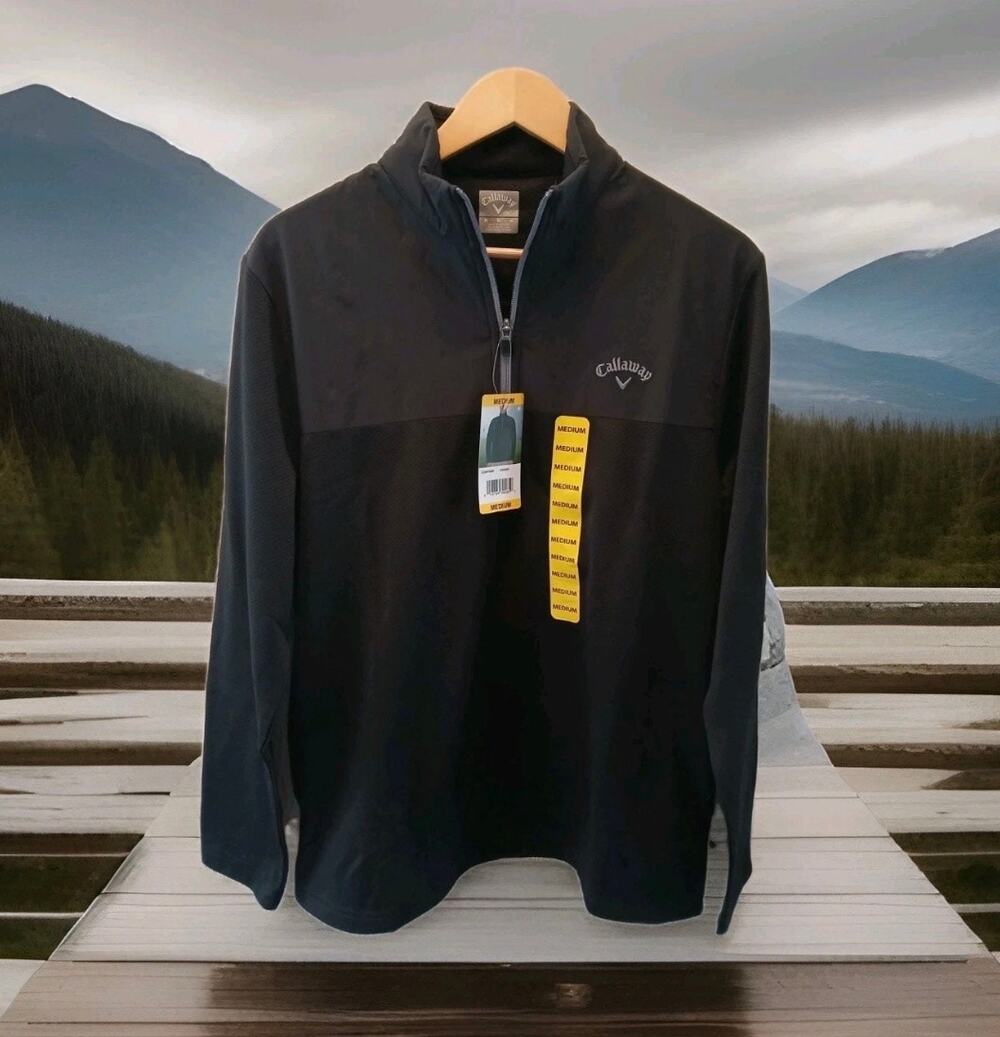 Callaway 1/4 Zip Pullover Golf Jacket Men’s Medium NWT Caviar Black
